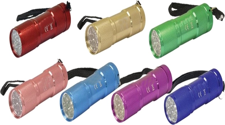 Coloured 9 LED Torch