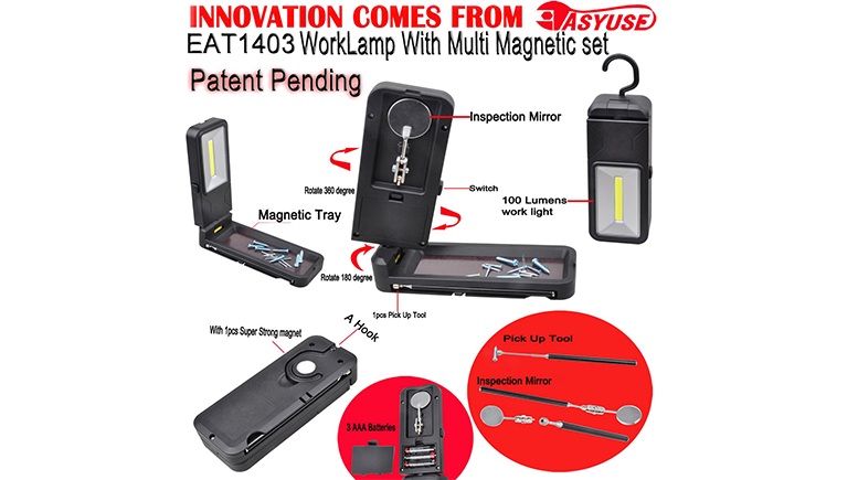 Work Lamp With Magnetic Tray and Tools